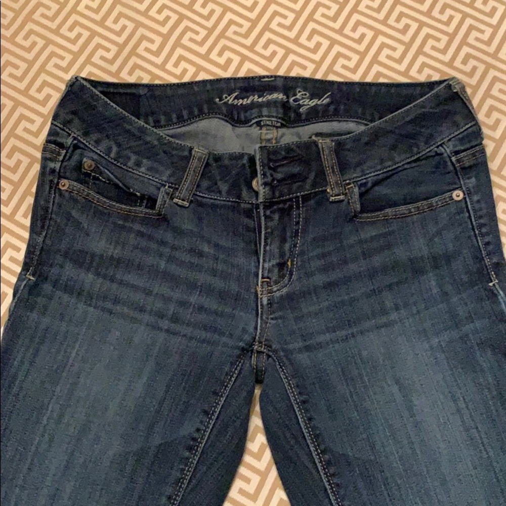 Distressed flair jeans